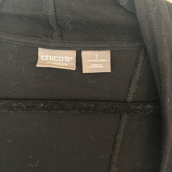 Chicos zenergy black drape front cardigan jacket cotton modal size 8/10 - Picture 6 of 8